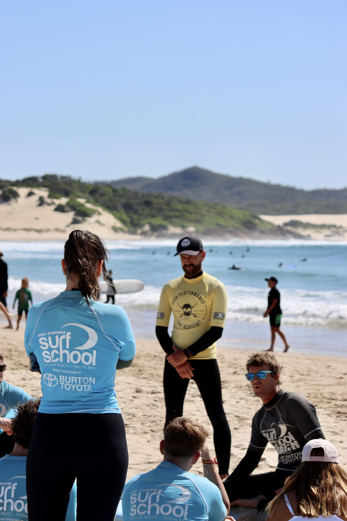 Port Stephens Surf School lesson at One Mile Beach