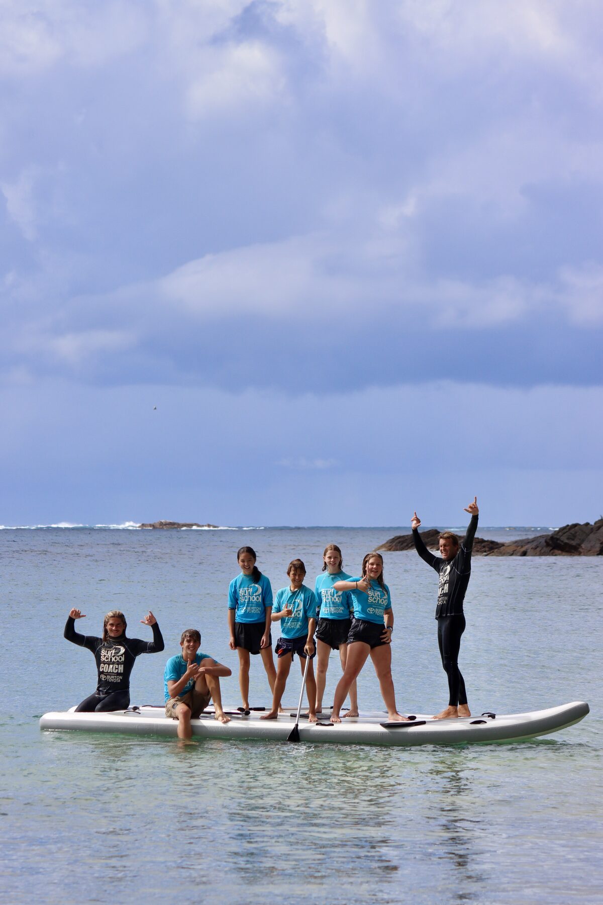 Giant Fun Bus SUP paddleboard at One Mile Beach, Port Stephens