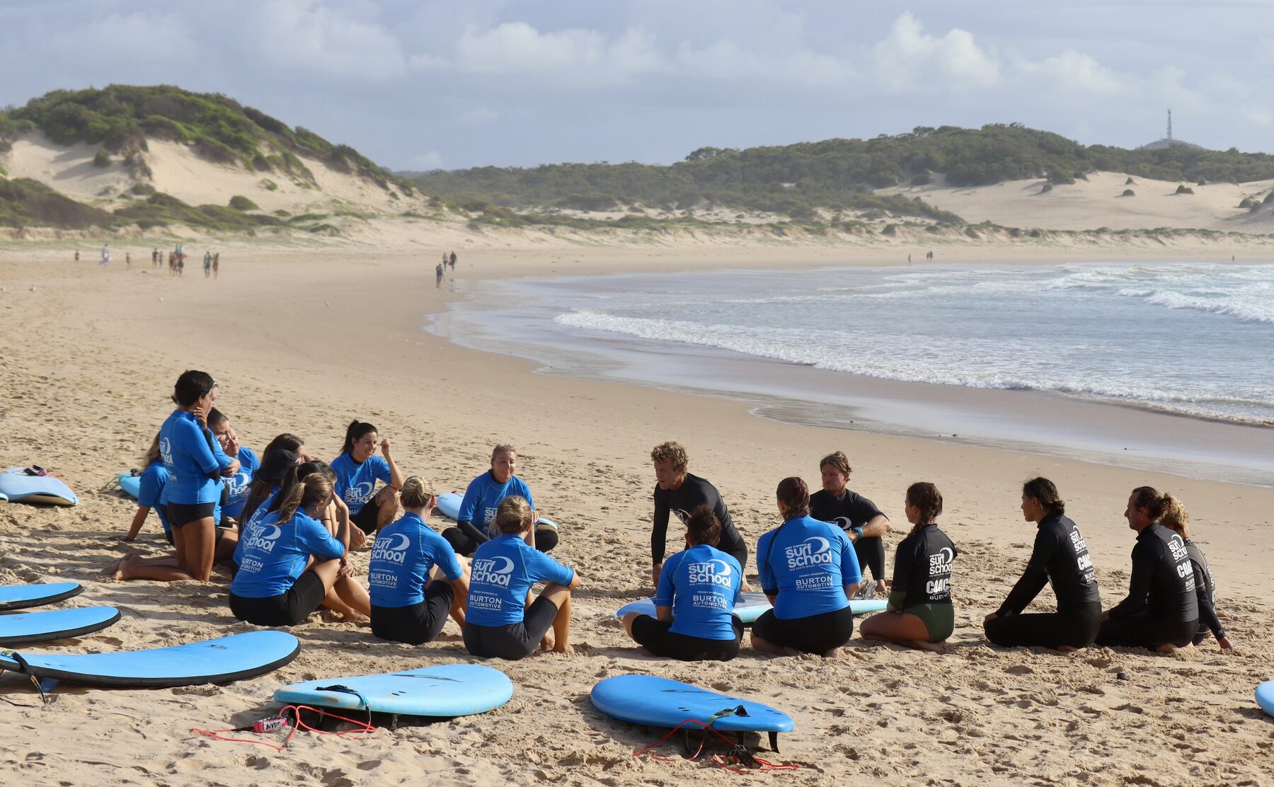 Port Stephens Surf School lesson at One Mile Beach